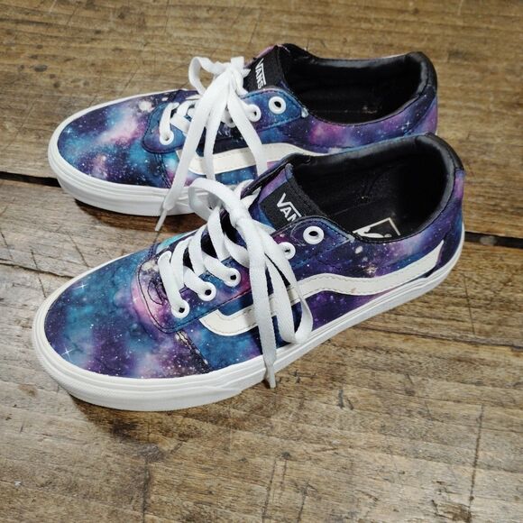 VANS Galaxy Shoes Size 7.5 Sneakers Lace Up Purple Blue Universe - Picture 4 of 9